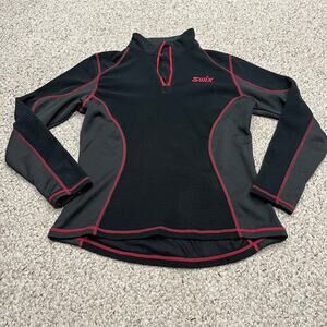 Swix Thermal Performance Quarter Zip Baselayer M Black Pink Ski Winter Outdoor